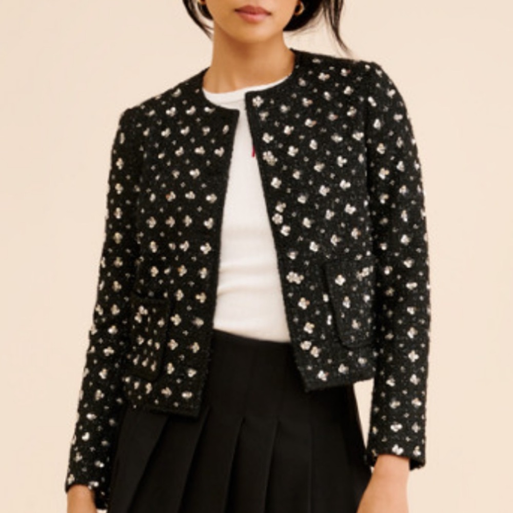 Danielle Guizio Shiloh Sequin Tweed Jacket